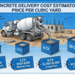 Visual breakdown of factors that affect cost of concrete per yard, including delivery and material costs.